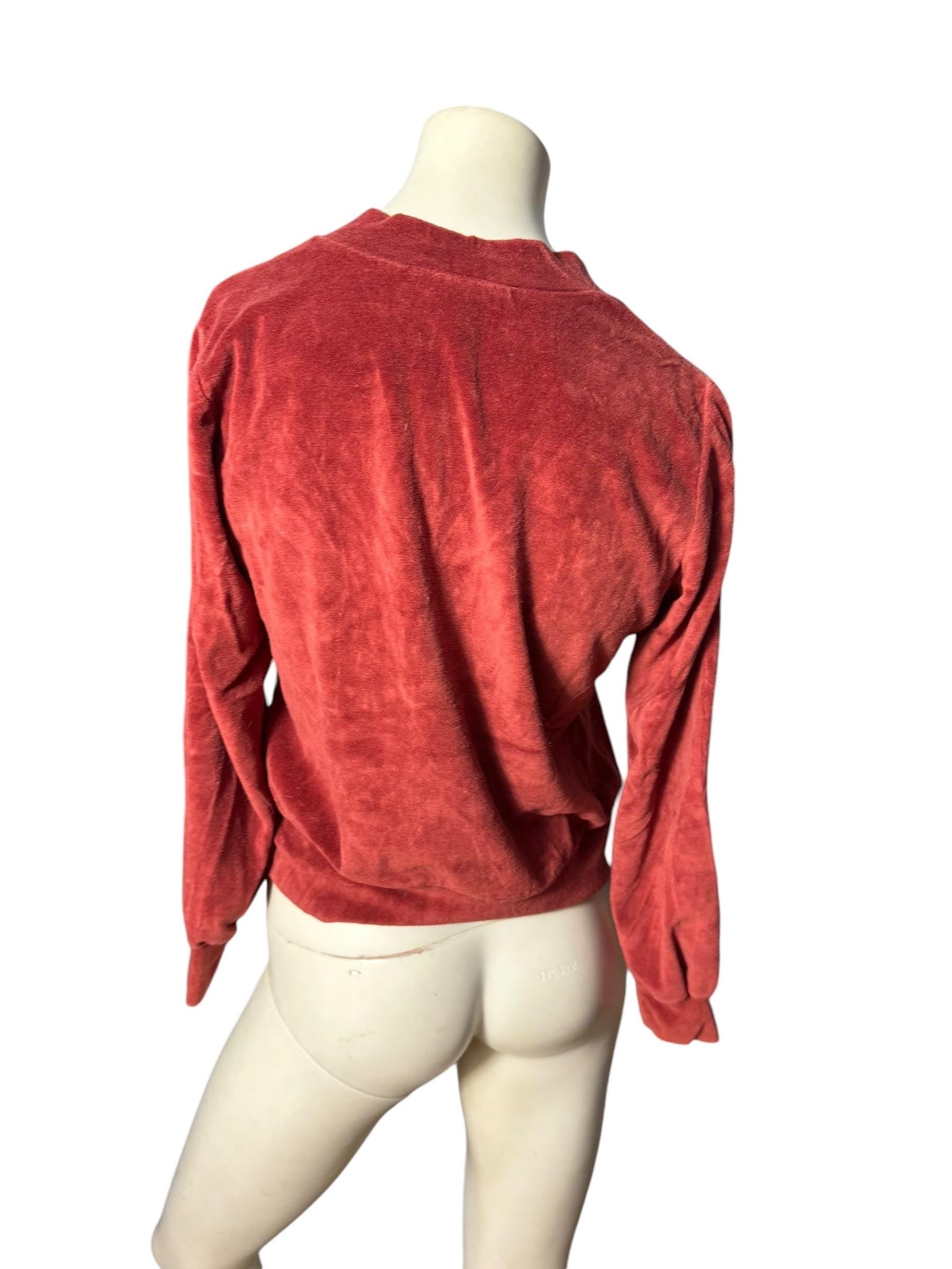Vintage 70's rust velour V neck top M