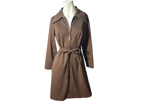 Vintage 70's brown zip front dress M