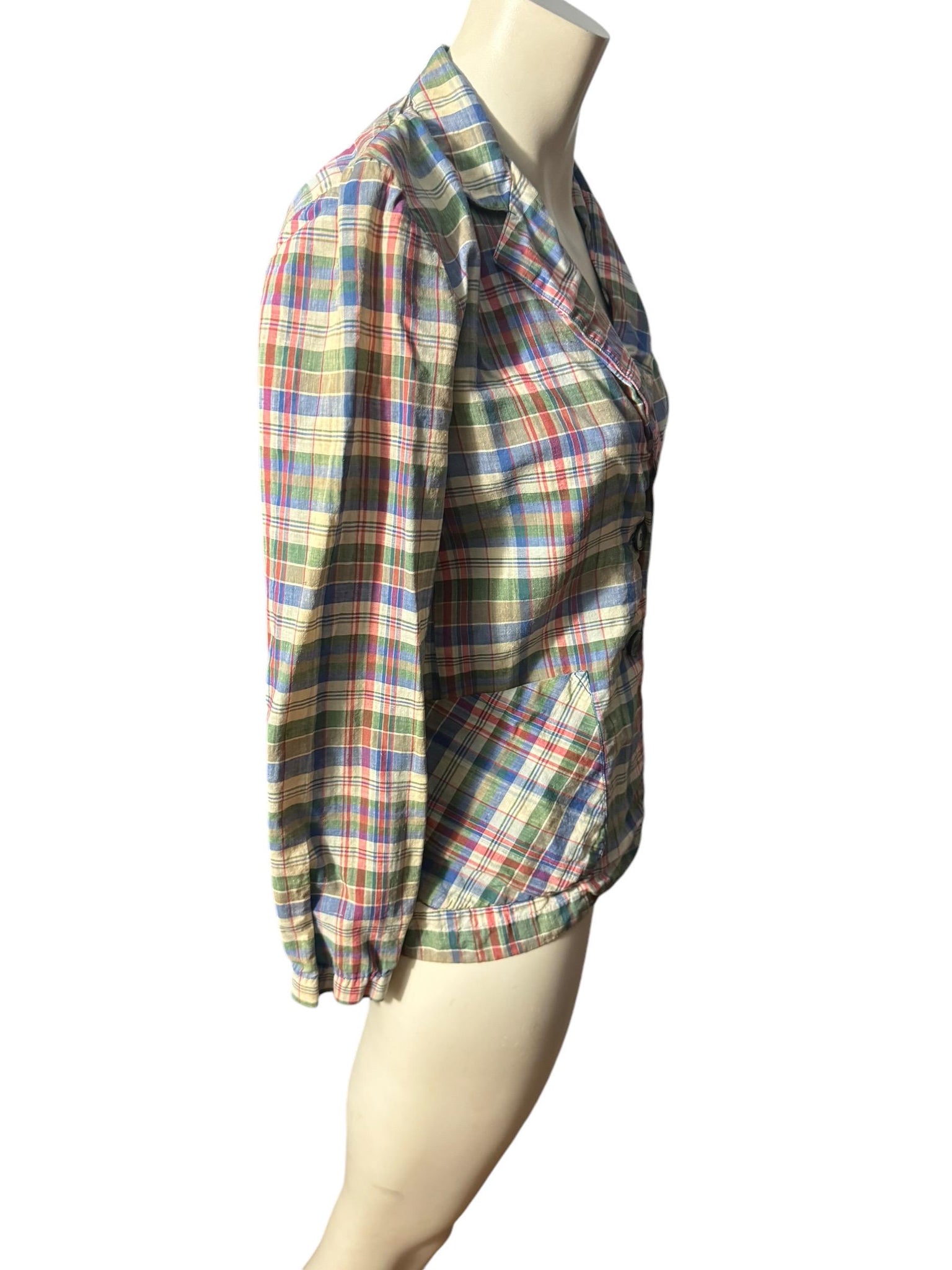 Vintage 80's light weight plaid jacket S M