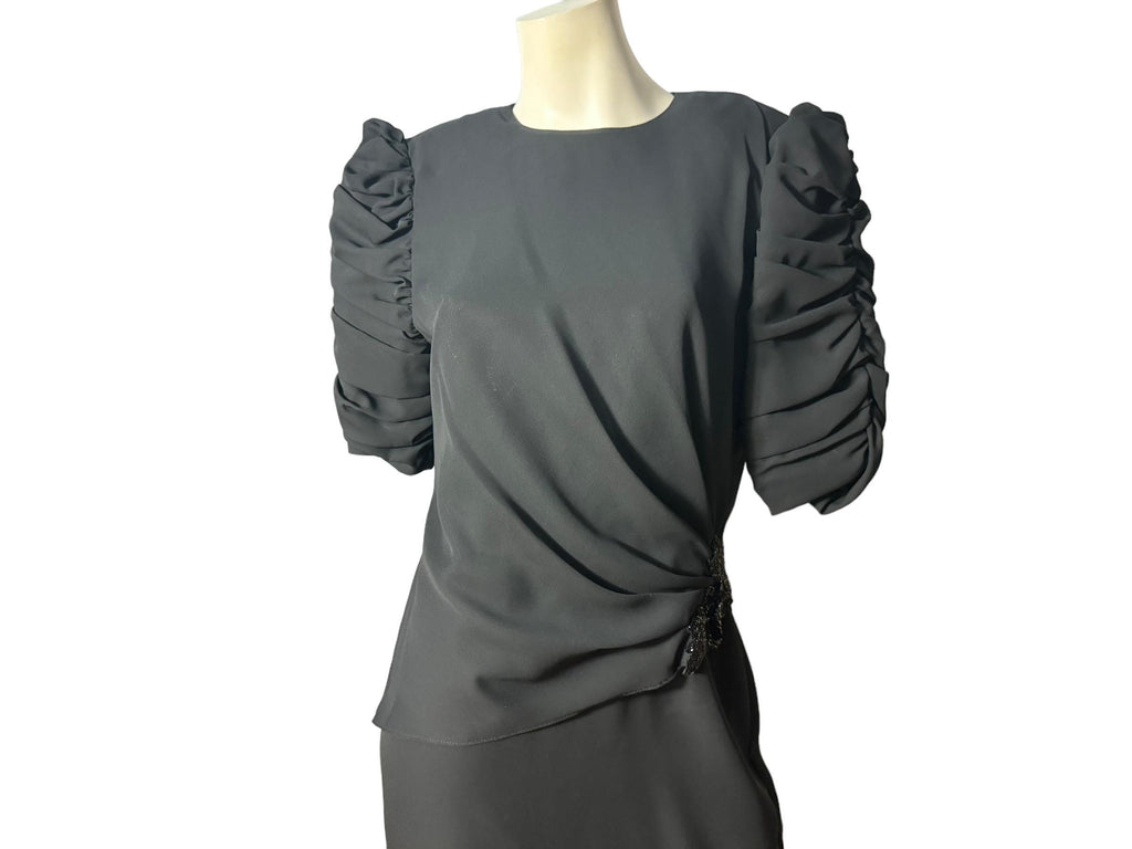 Vintage 80's black dress 12 L Dominique