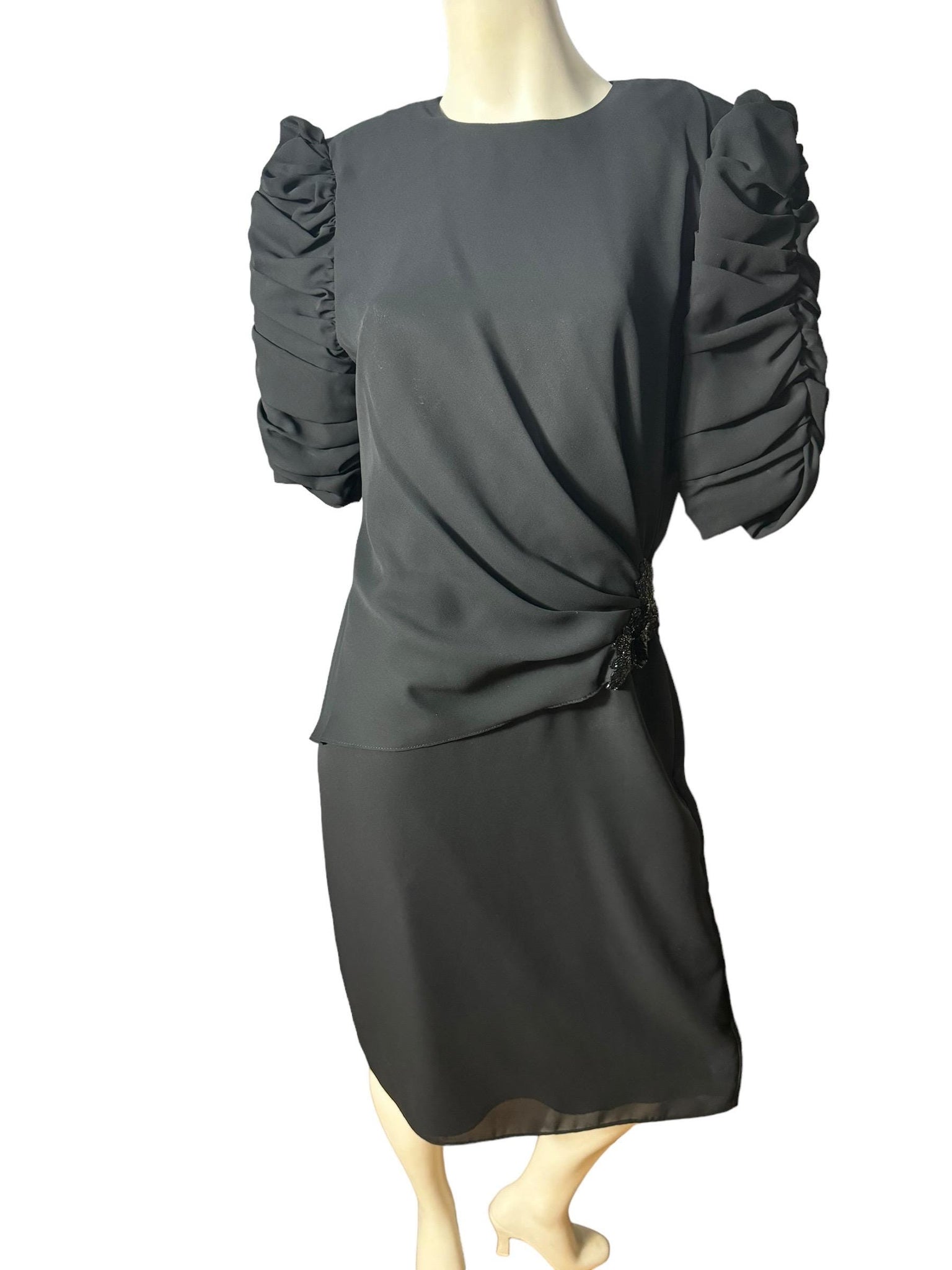 Vintage 80's black dress 12 L Dominique