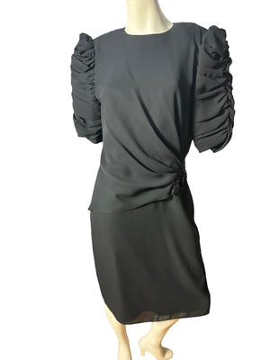 Vintage 80's black dress 12 L Dominique
