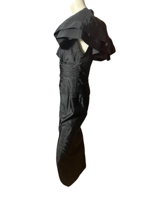 Vintage 80's black Tadashi ruffle evening dress 8