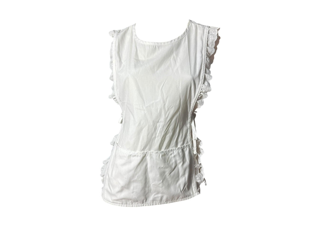Vintage white pinafore smock top GALS L