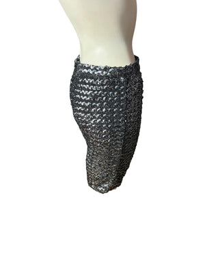 Vintage sequin skirt black & silver M