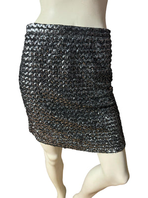 Vintage sequin skirt black & silver M