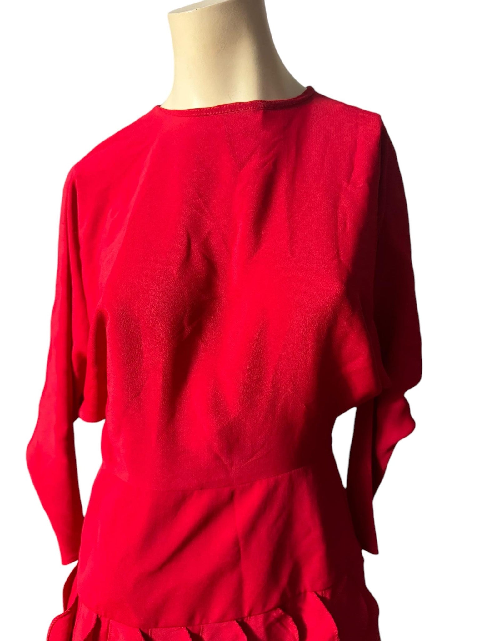 Vintage 80's red fitted dress 3/4 S/M Betsy & Adam