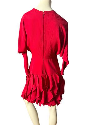 Vintage 80's red fitted dress 3/4 S/M Betsy & Adam