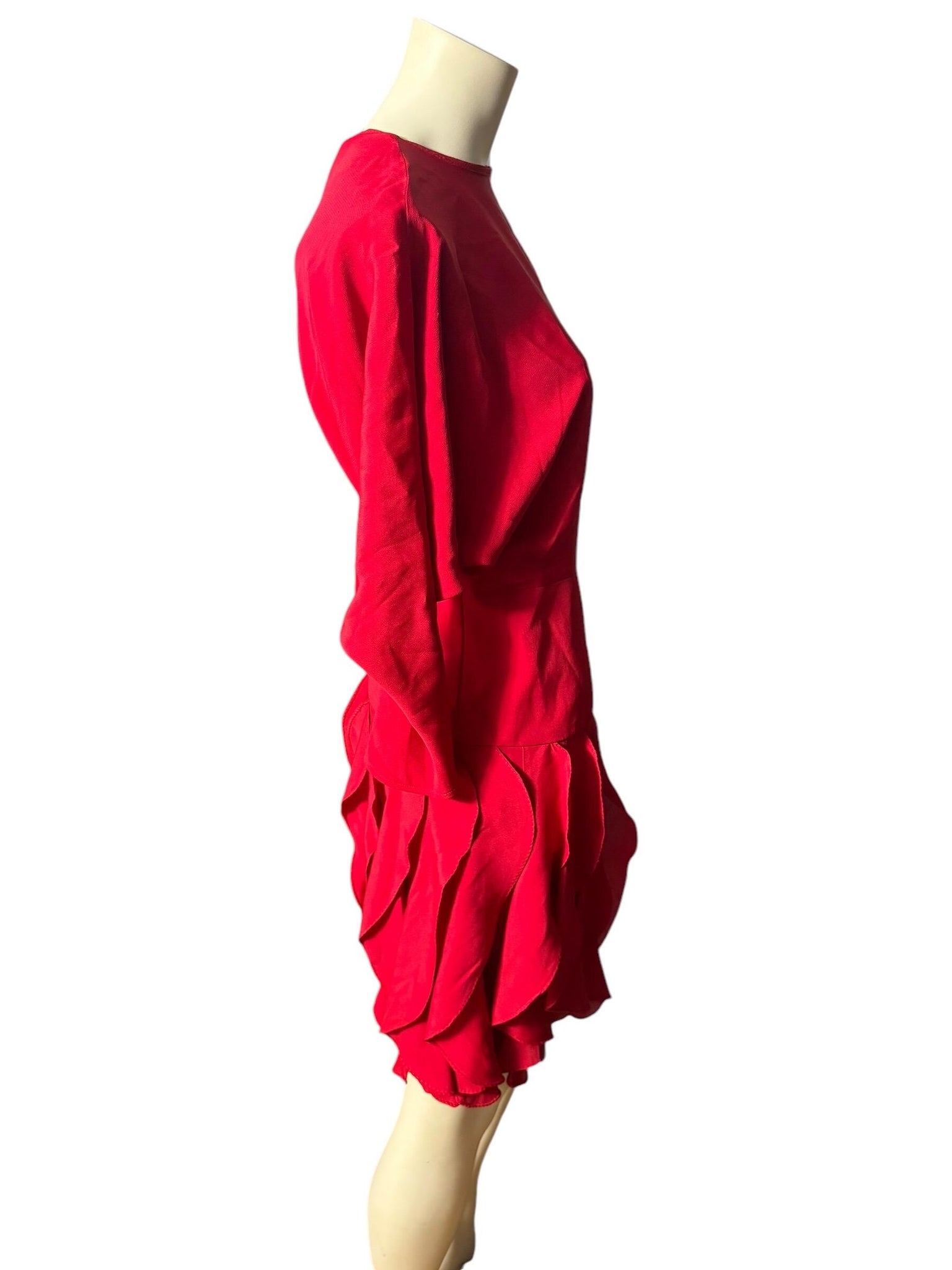 Vintage 80's red fitted dress 3/4 S/M Betsy & Adam