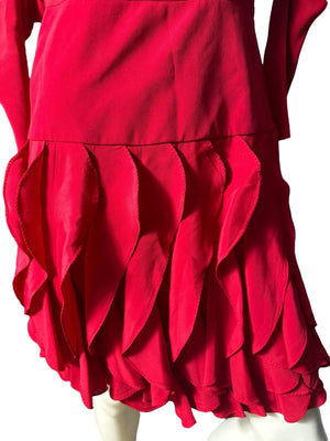 Vintage 80's red fitted dress 3/4 S/M Betsy & Adam