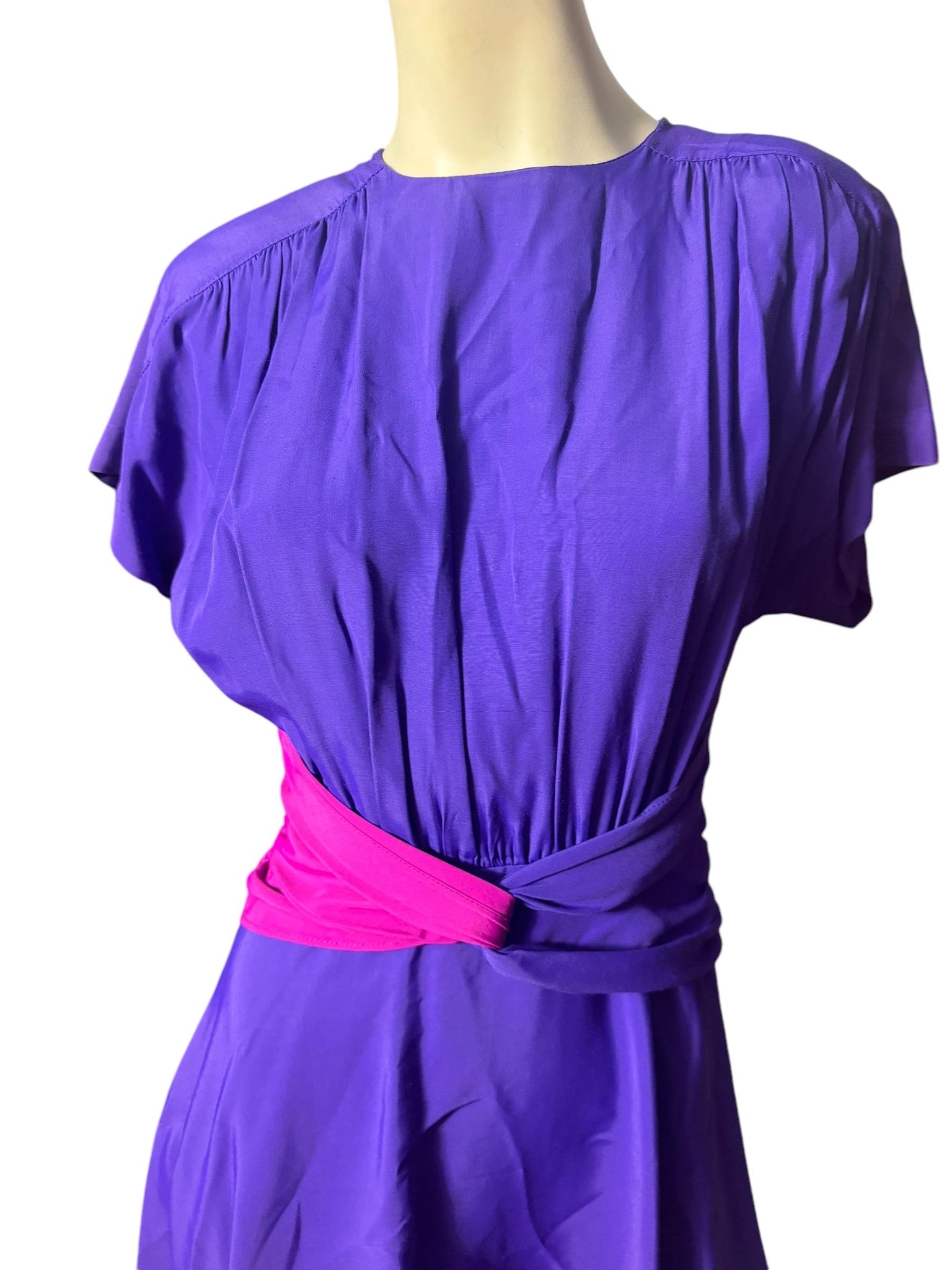 Vintage 80's purple & pink dress S John Richard