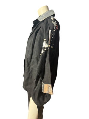 Vintage 80's black & silver jacket L XL