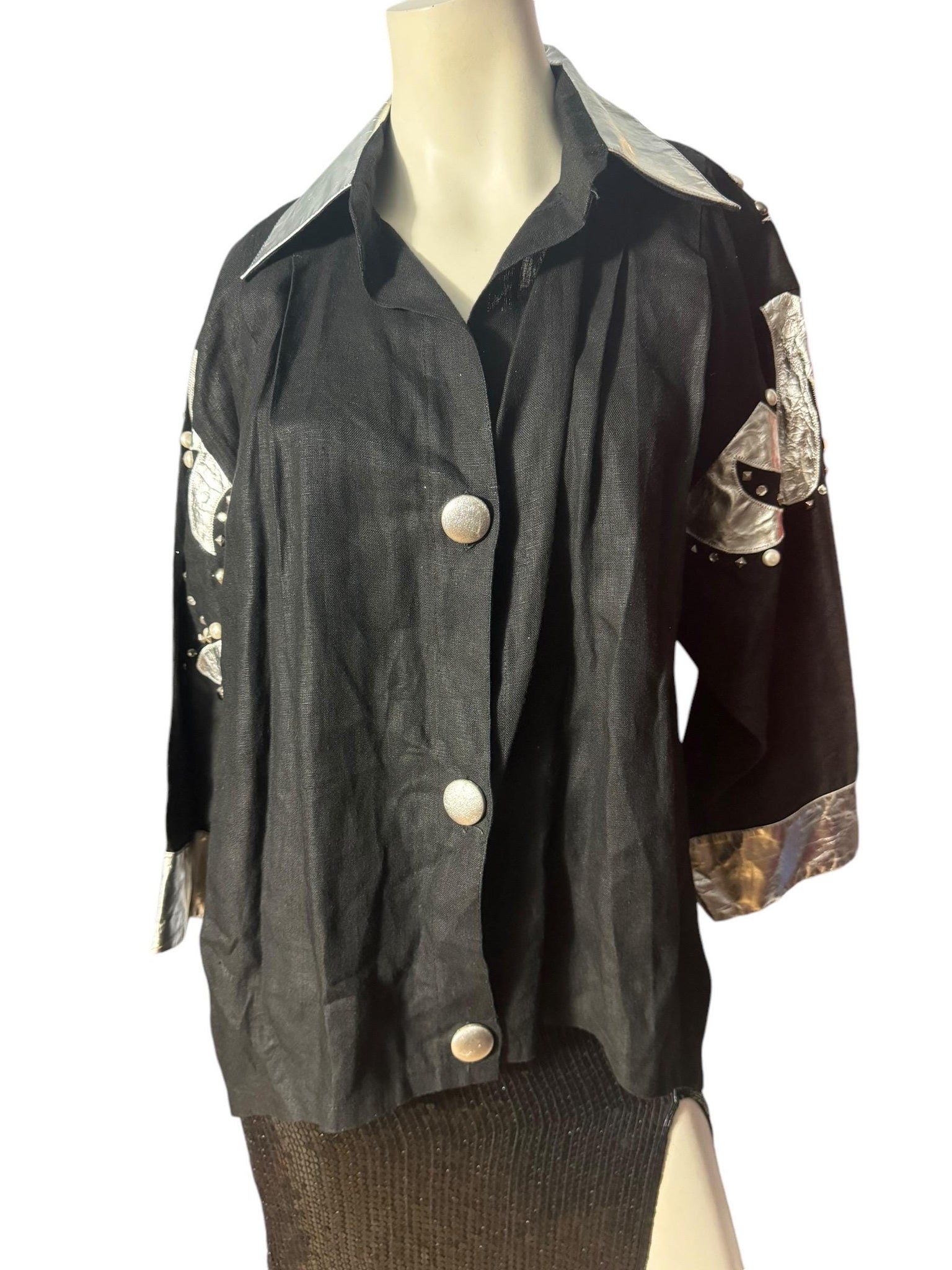 Vintage 80's black & silver jacket L XL