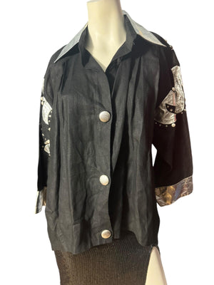 Vintage 80's black & silver jacket L XL