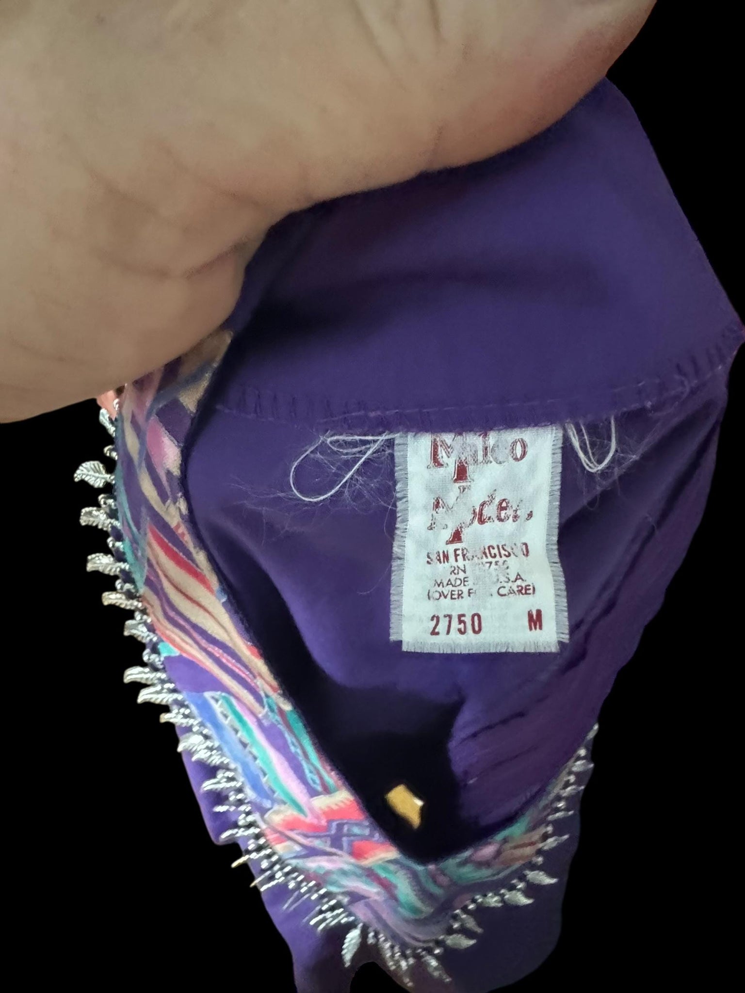 Vintage Malco Modes purple print square dance set M