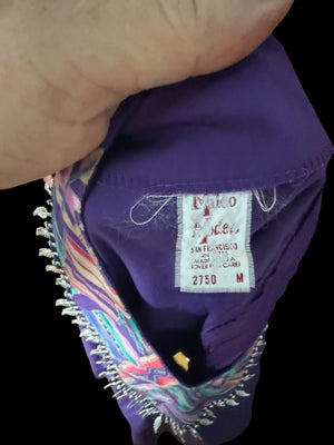 Vintage Malco Modes purple print square dance set M