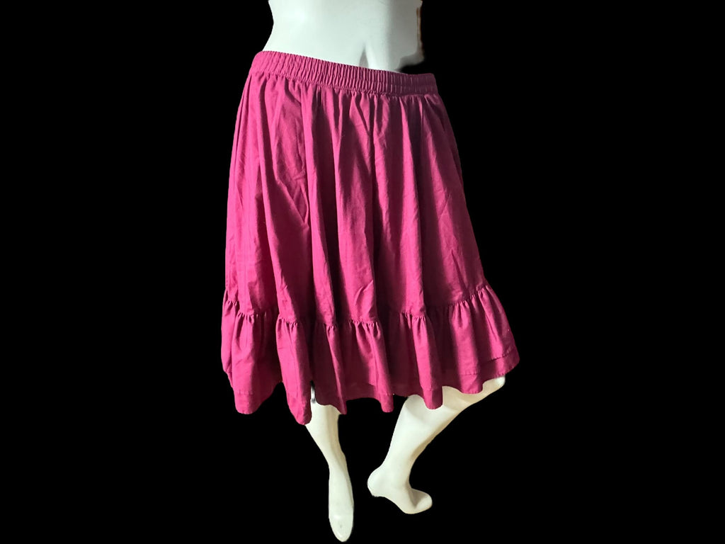 Vintage square dance skirt petticoat maroon L