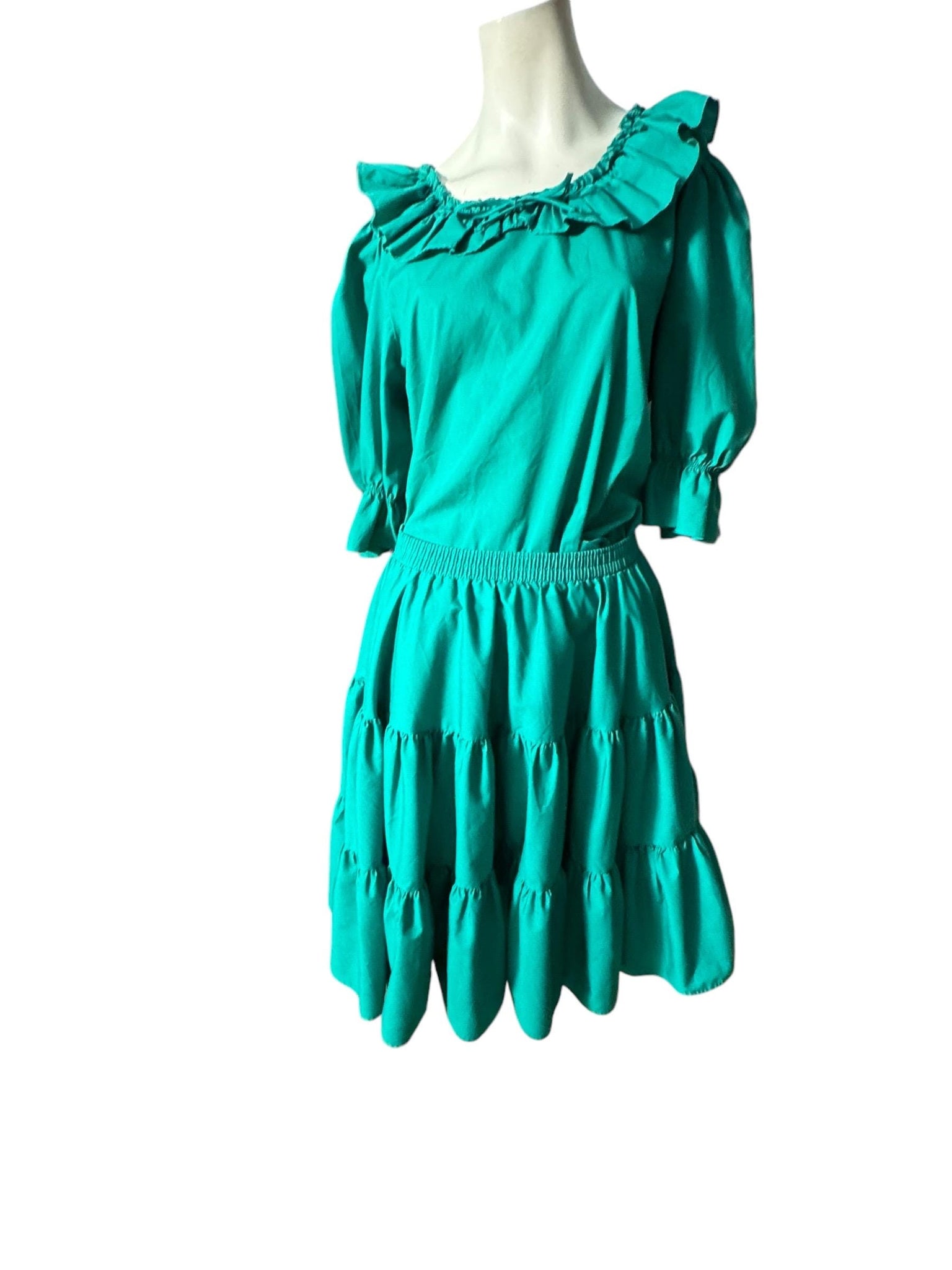 Vintage green square dance dress skirt L Partners Please