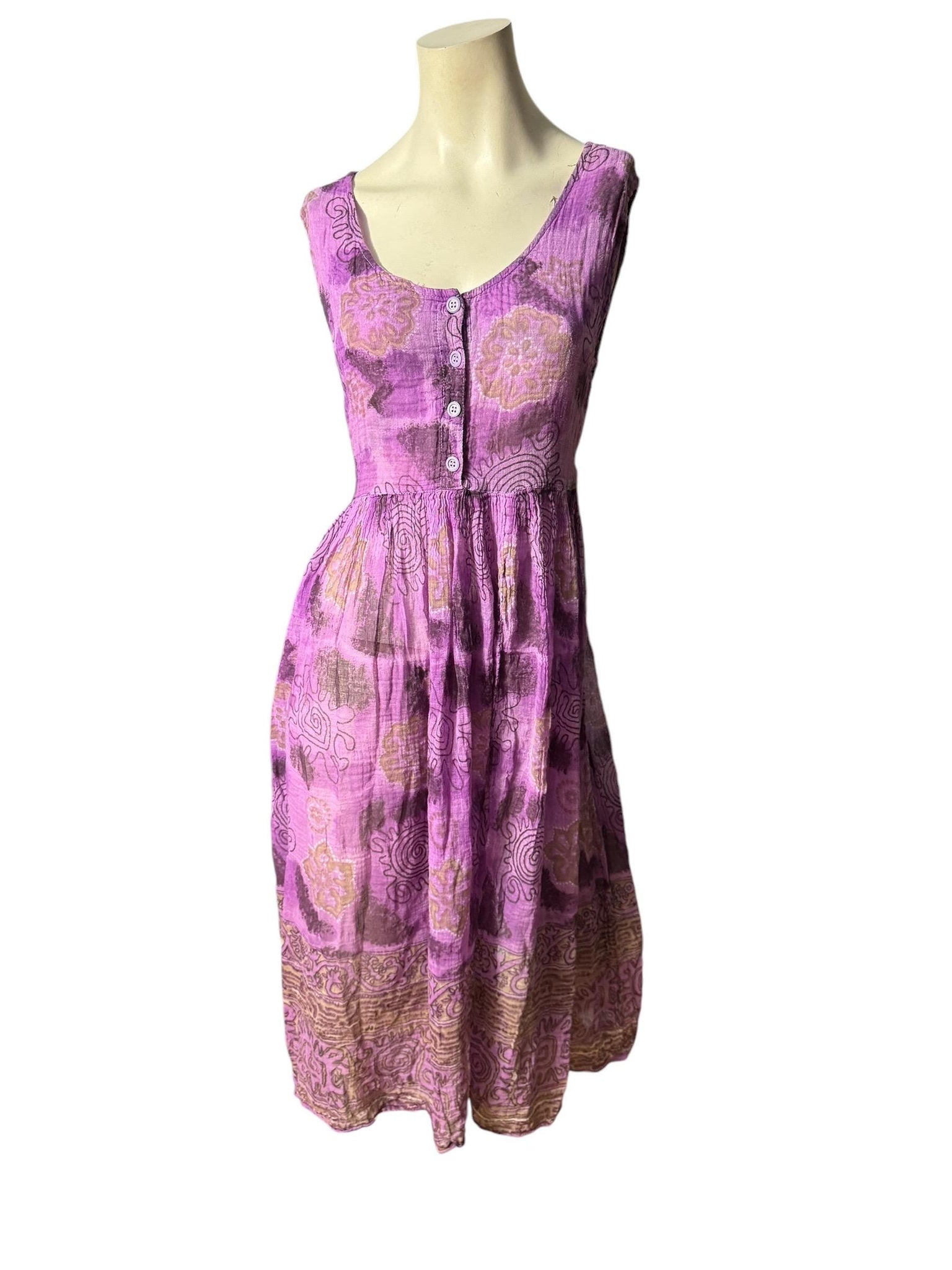 Vintage purple India cotton sun dress M