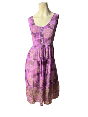 Vintage purple India cotton sun dress M
