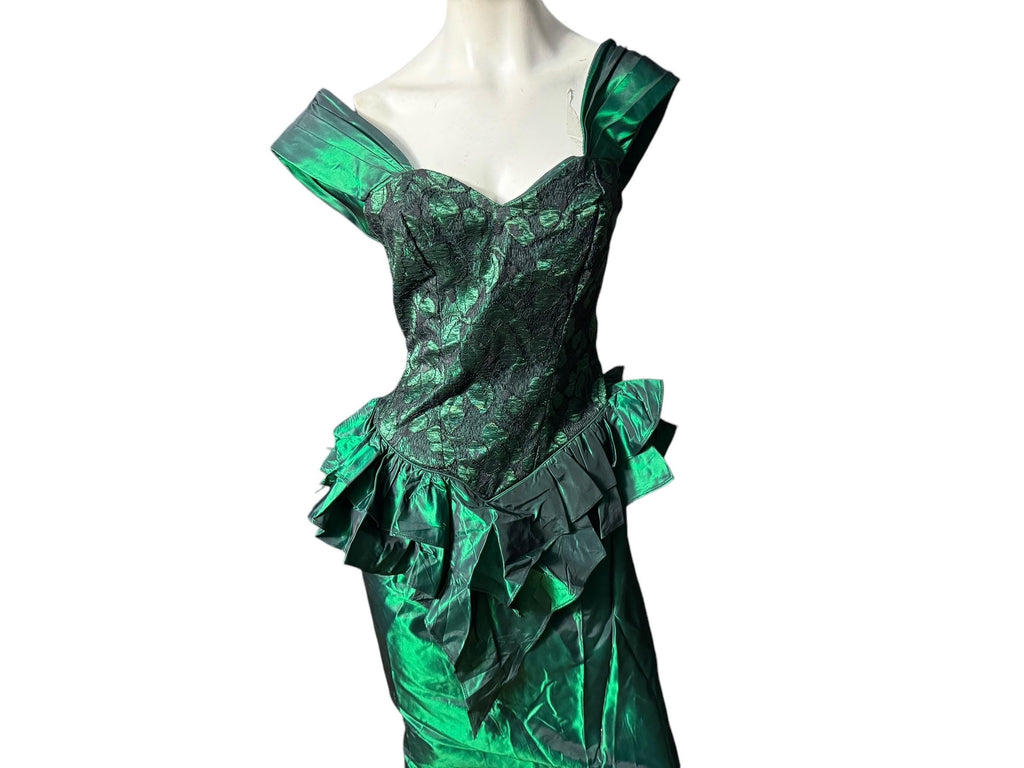 Vintage 80's green prom dress 5 Deja Vu Designs