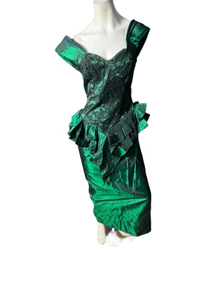 Vintage 80's green prom dress 5 Deja Vu Designs