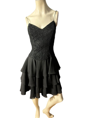 Vintage black 80's lace mini dress 4 S Late Edition