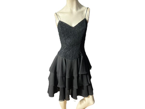 Vintage black 80's lace mini dress 4 S Late Edition