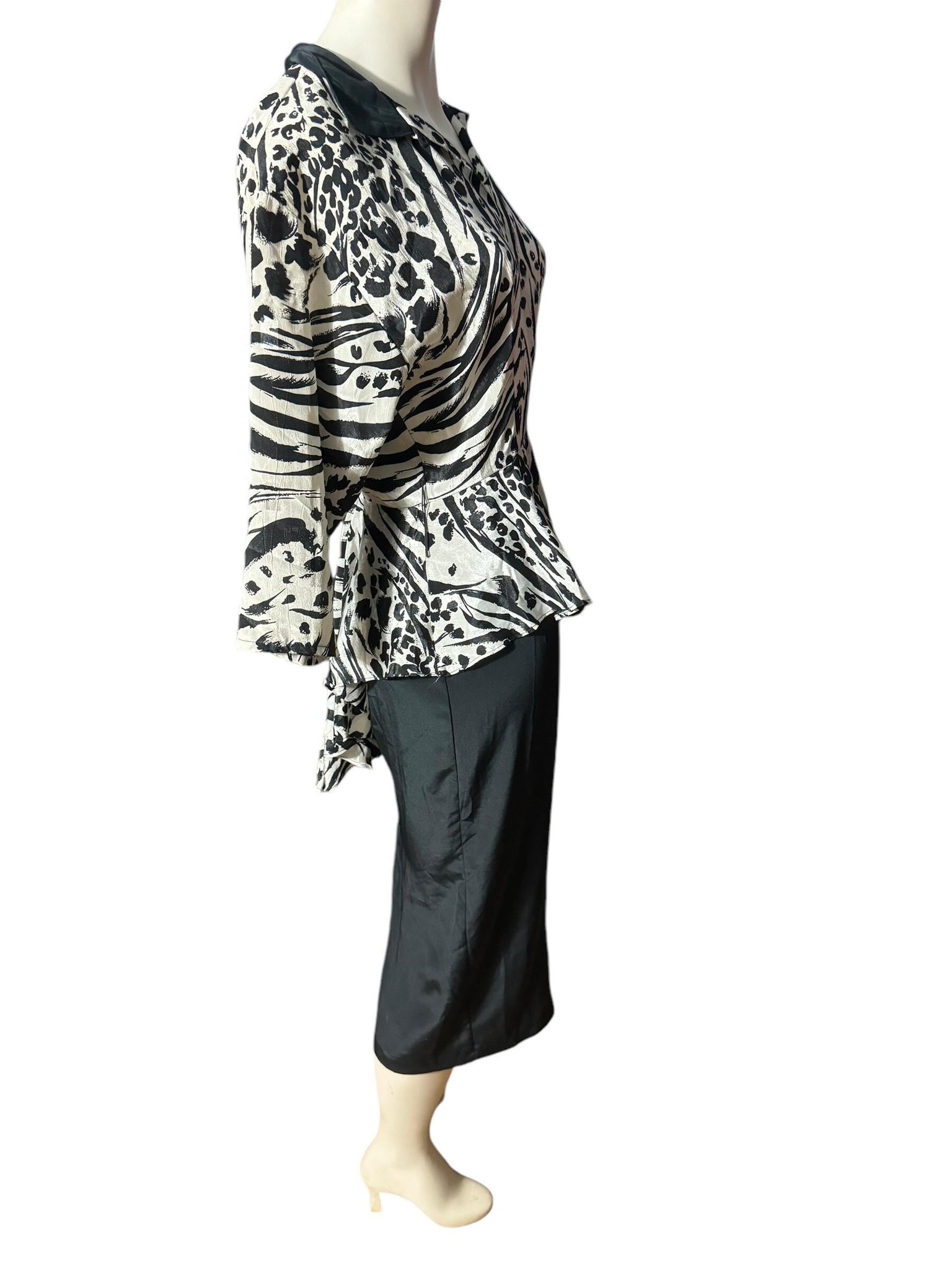 Vintage 80's zebra peplum dress M