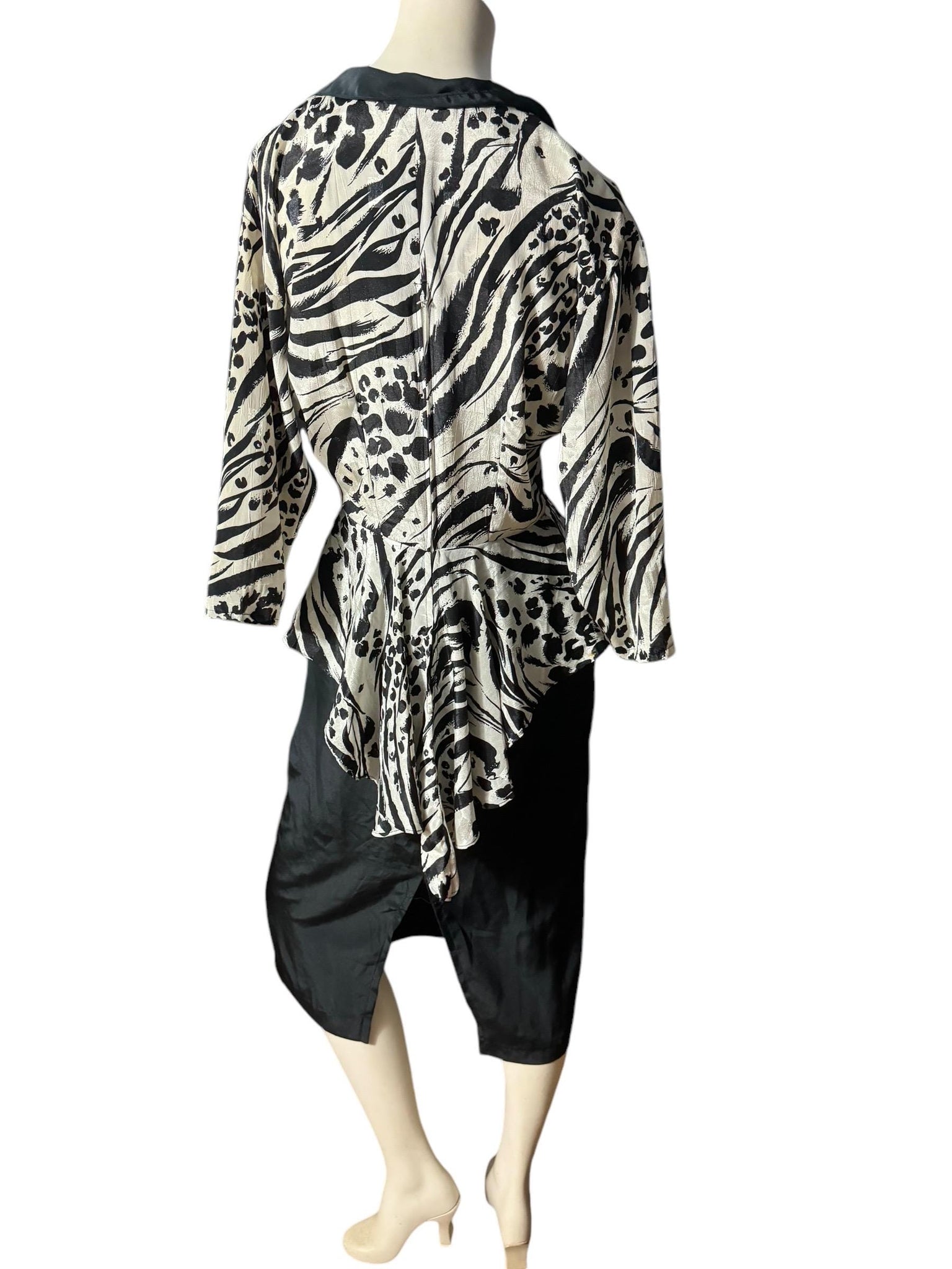 Vintage 80's zebra peplum dress M