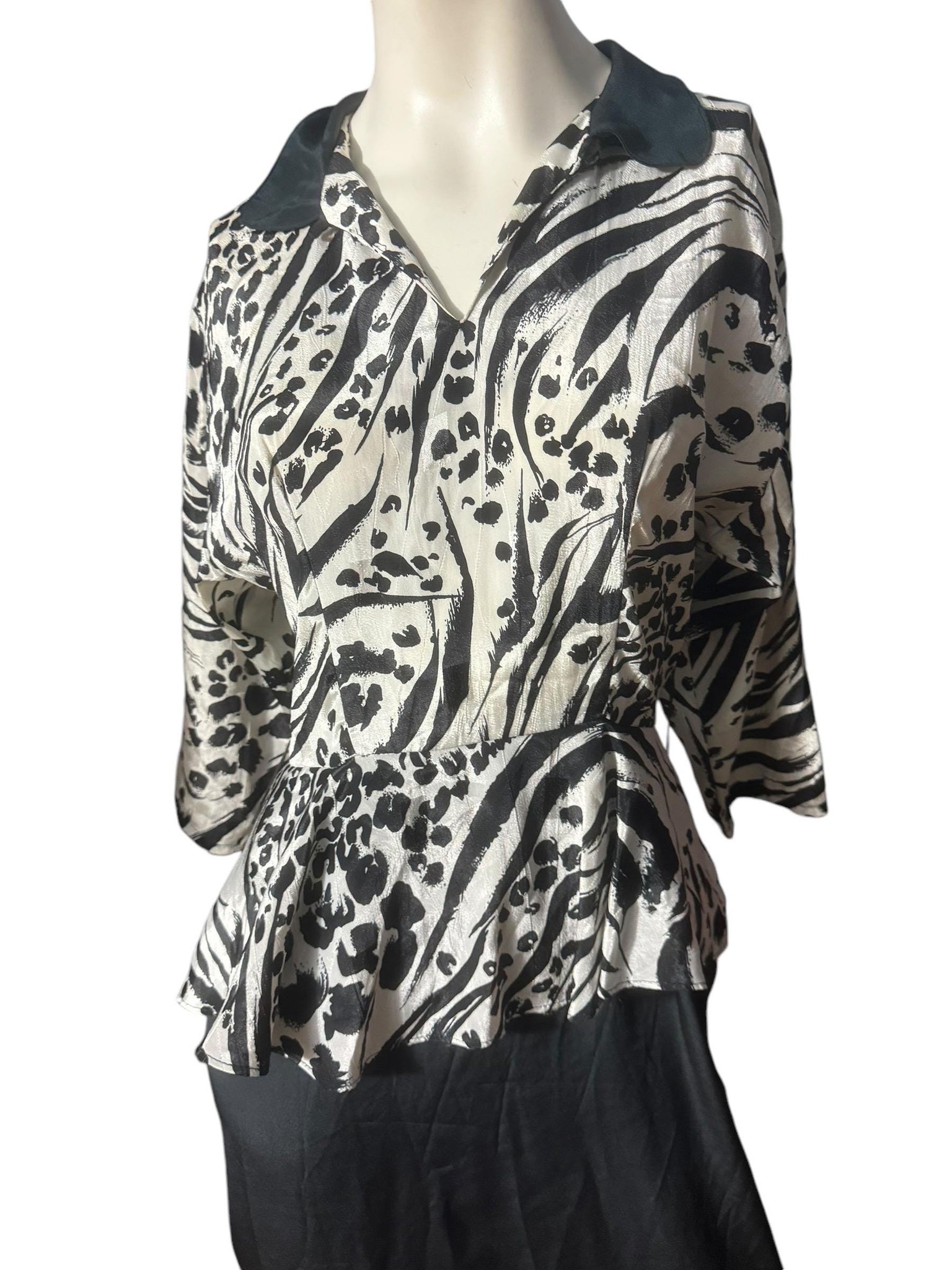 Vintage 80's zebra peplum dress M
