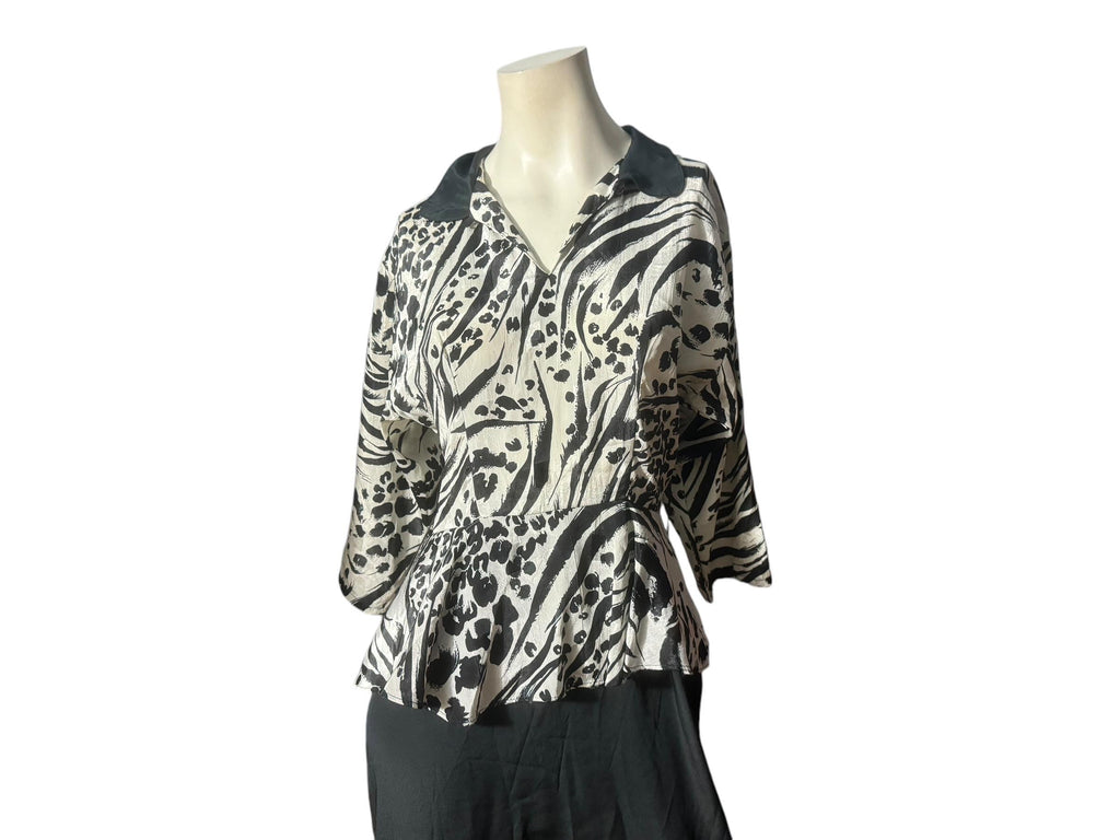 Vintage 80's zebra peplum dress M