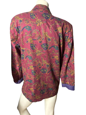 Vintage 80's cotton maroon blazer M Strawberry Patch