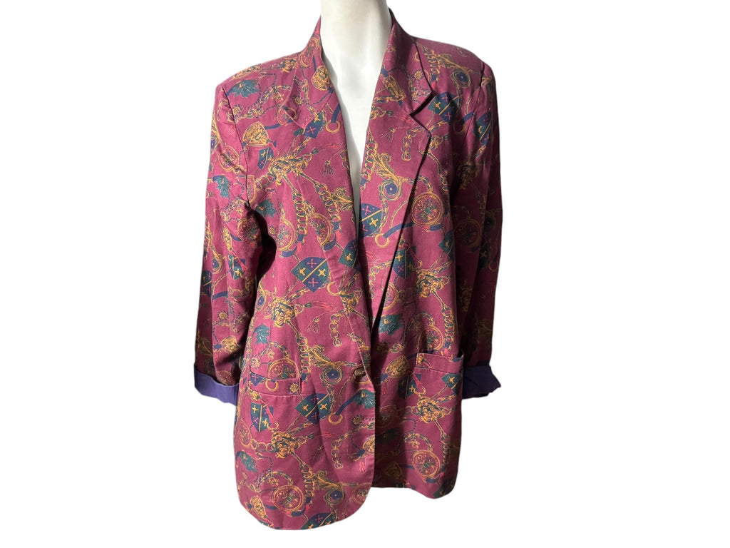Vintage 80's cotton maroon blazer M Strawberry Patch