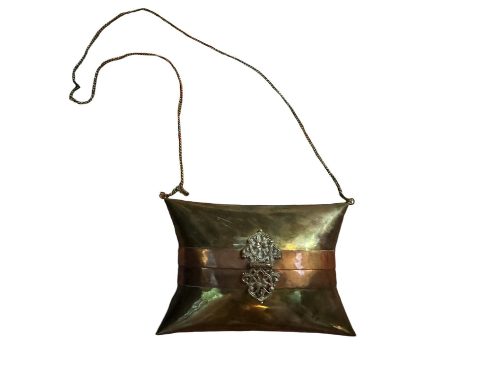 Vintage brass & copper metal purse
