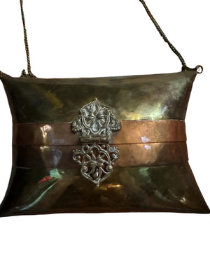 Vintage brass & copper metal purse