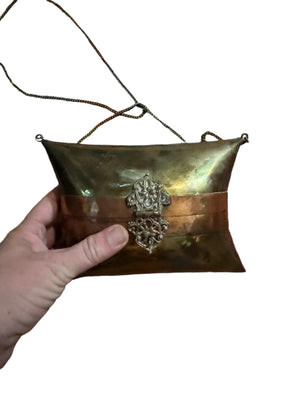 Vintage brass & copper metal purse