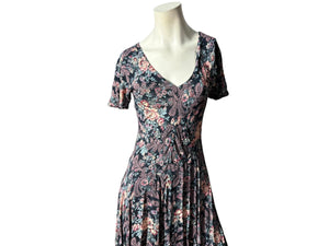 Vintage 80's Starina rauon floral flowing dress M