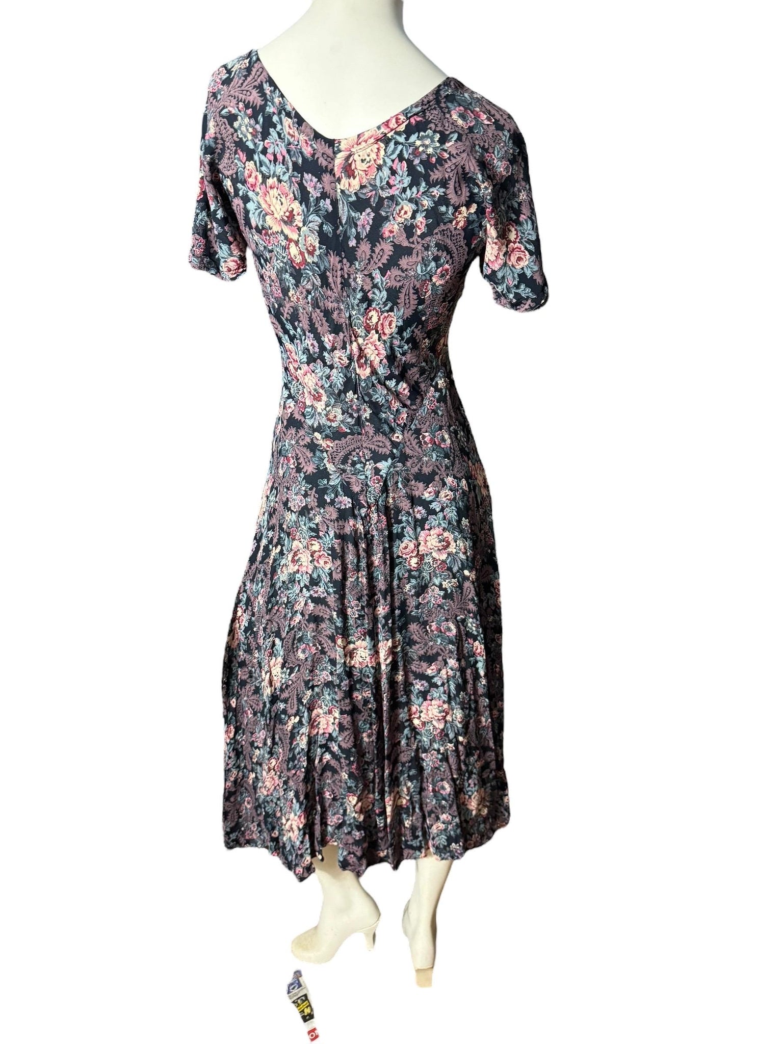Vintage 80's Starina rauon floral flowing dress M