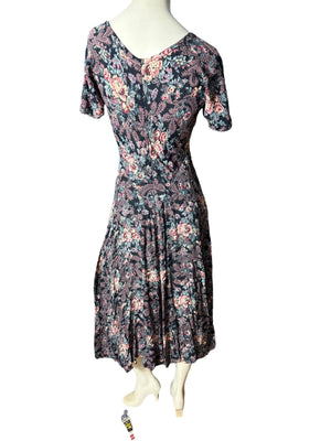 Vintage 80's Starina rauon floral flowing dress M