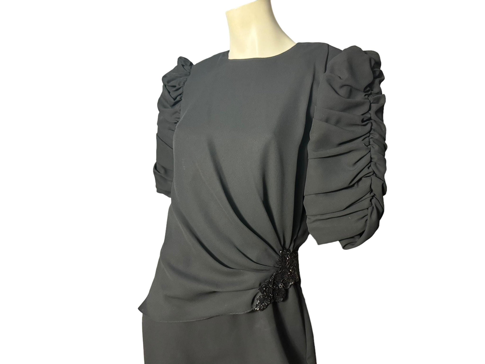 Vintage 80's black dress 12 L Dominique