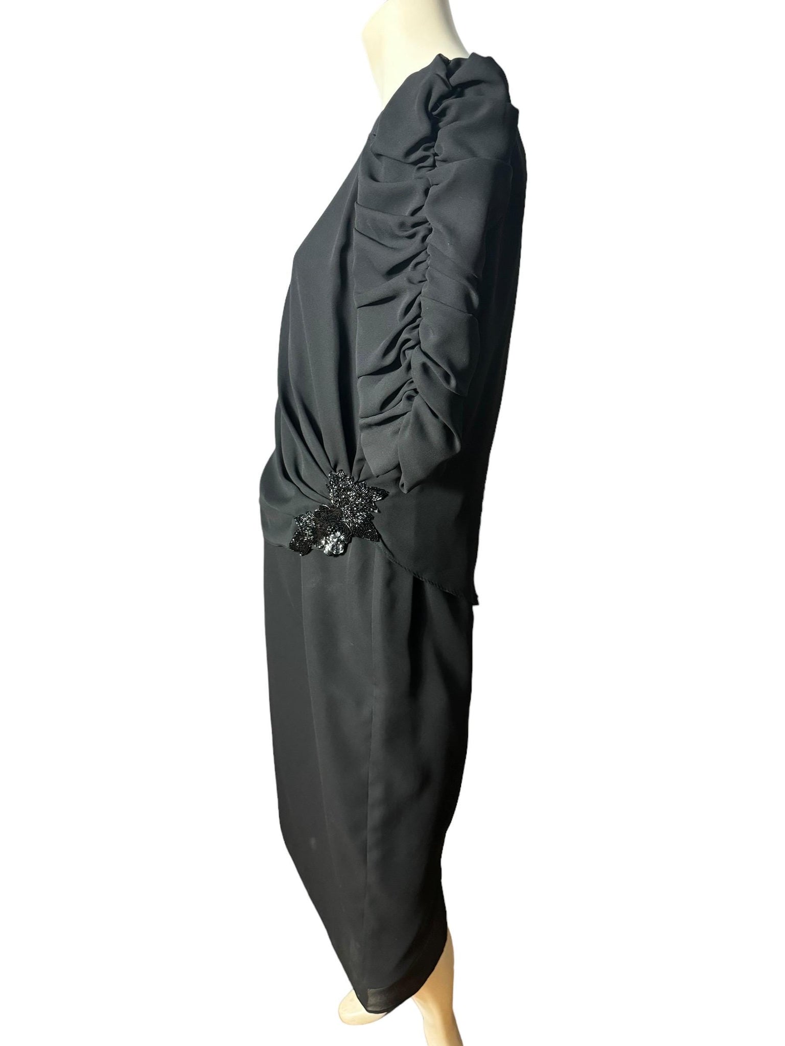 Vintage 80's black dress 12 L Dominique