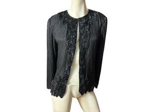 Vintage black bead silk jacket L