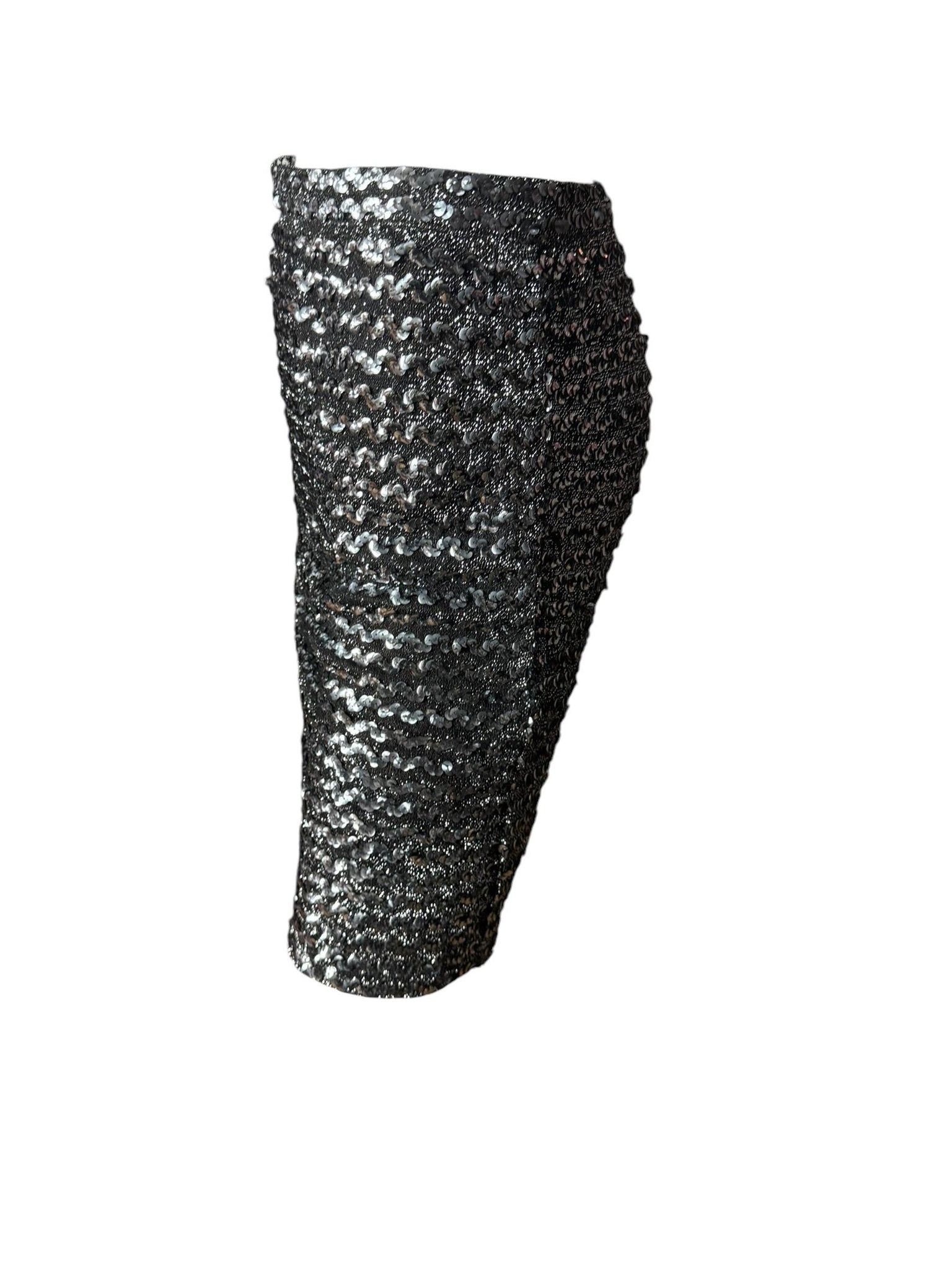 Vintage sequin skirt black & silver M