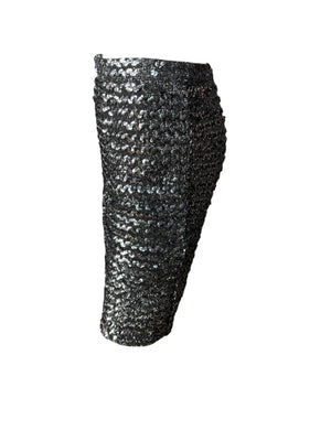 Vintage sequin skirt black & silver M