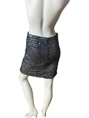 Vintage sequin skirt black & silver M