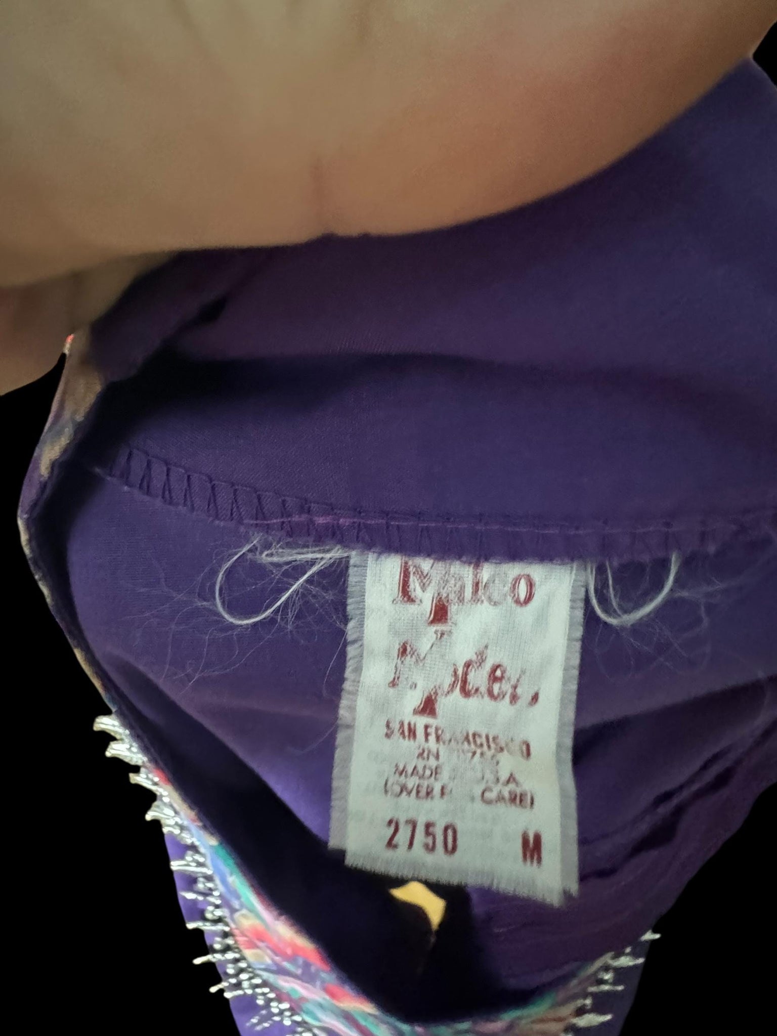 Vintage Malco Modes purple print square dance set M