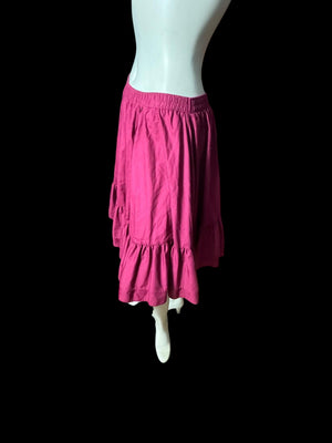 Vintage square dance skirt petticoat maroon L