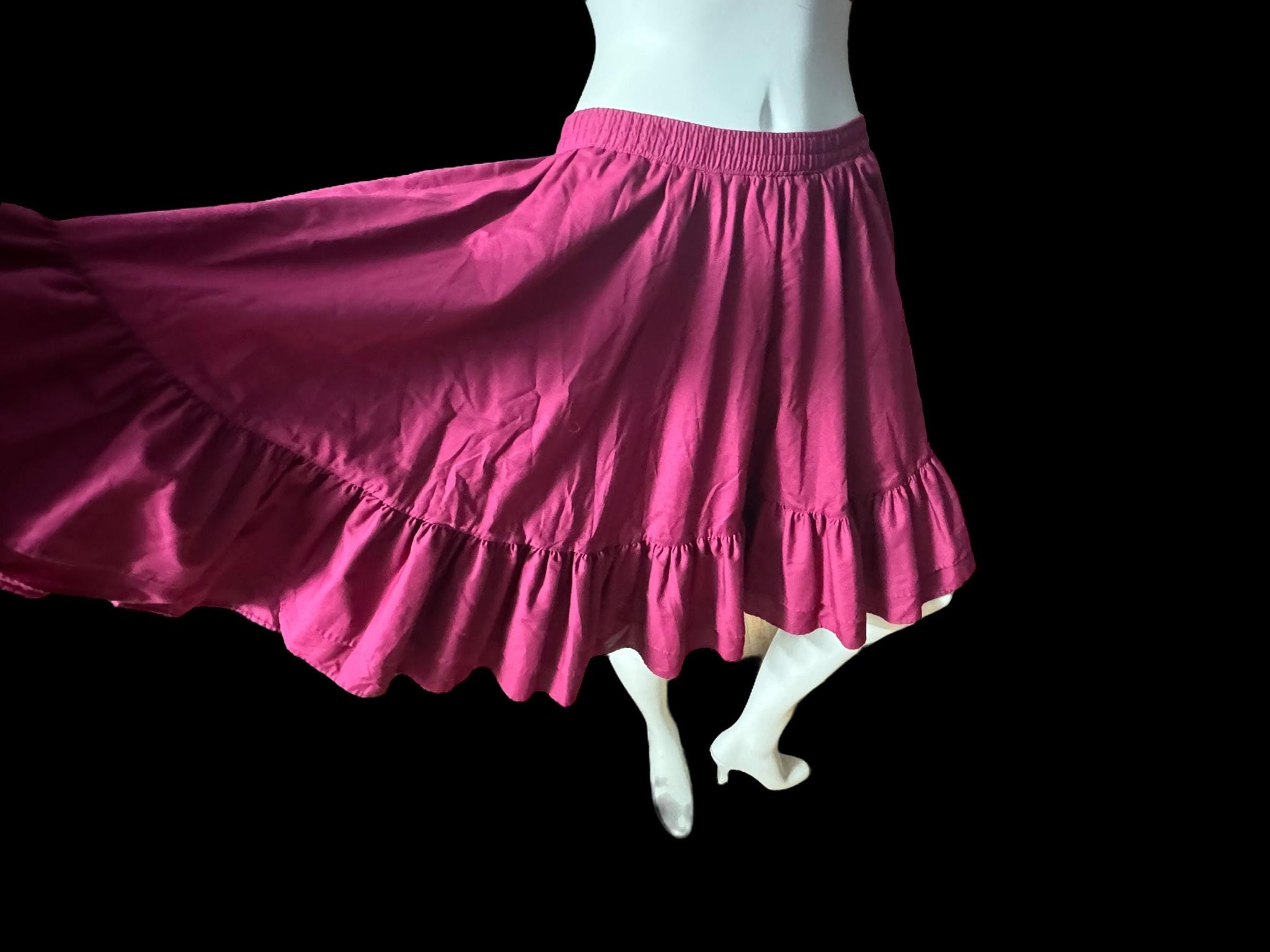 Vintage square dance skirt petticoat maroon L