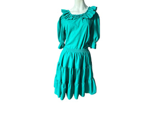 Vintage green square dance dress skirt L Partners Please